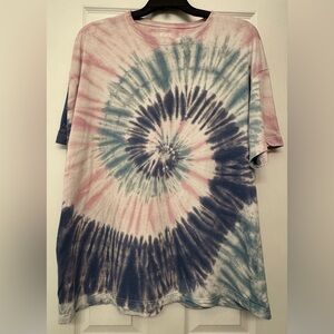 Victoria's Secret PINK Tie-Dye T-Shirt, with a Pattern of Pink and Blue Tones